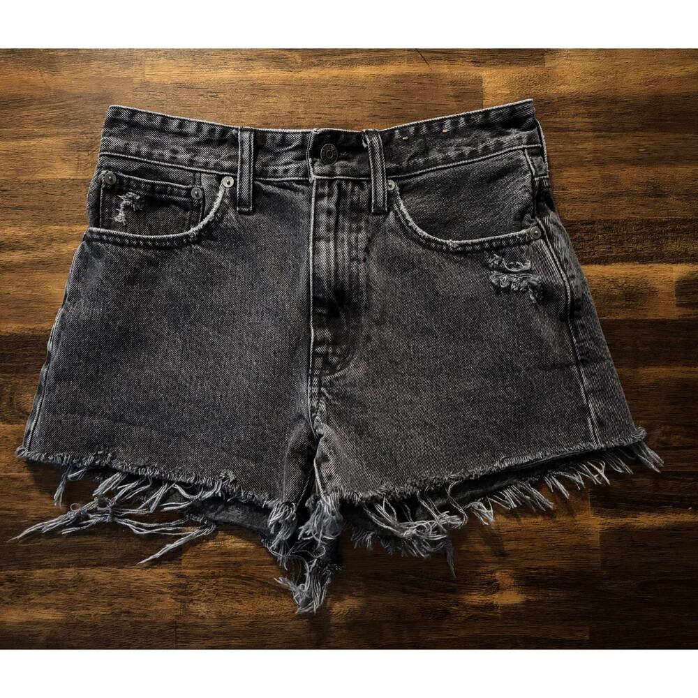 Madewell Women’s 25 Relaxed Denim Shorts High Rise Black Jean Cut Offs 3" Inseam